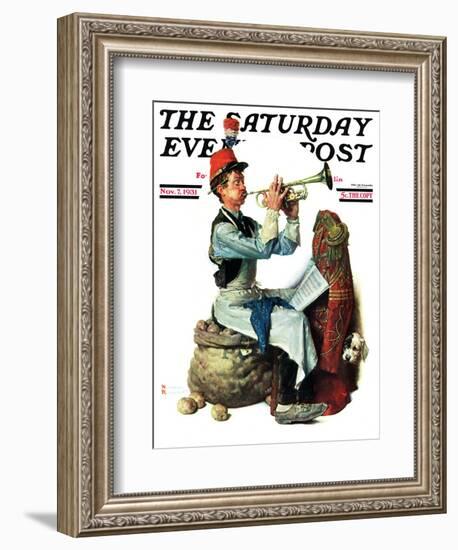 "Trumpeter" Saturday Evening Post Cover, November 7,1931-Norman Rockwell-Framed Giclee Print