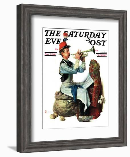 "Trumpeter" Saturday Evening Post Cover, November 7,1931-Norman Rockwell-Framed Giclee Print