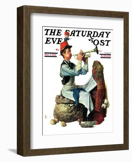 "Trumpeter" Saturday Evening Post Cover, November 7,1931-Norman Rockwell-Framed Giclee Print