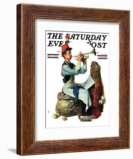 "Trumpeter" Saturday Evening Post Cover, November 7,1931-Norman Rockwell-Framed Giclee Print