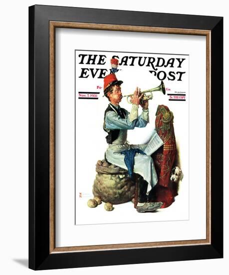 "Trumpeter" Saturday Evening Post Cover, November 7,1931-Norman Rockwell-Framed Giclee Print