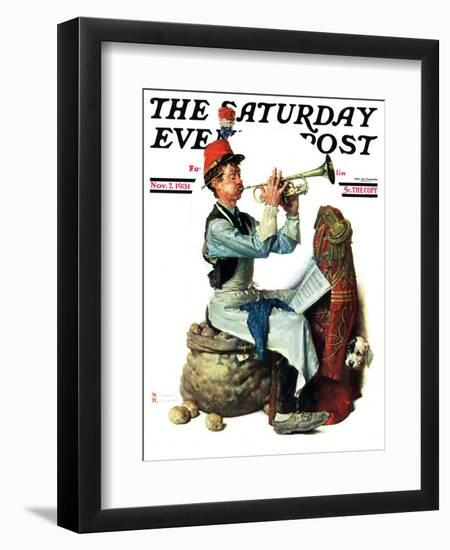 "Trumpeter" Saturday Evening Post Cover, November 7,1931-Norman Rockwell-Framed Giclee Print