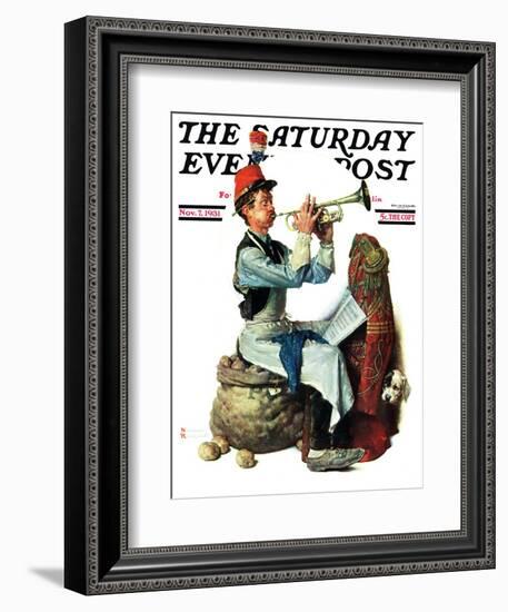 "Trumpeter" Saturday Evening Post Cover, November 7,1931-Norman Rockwell-Framed Giclee Print