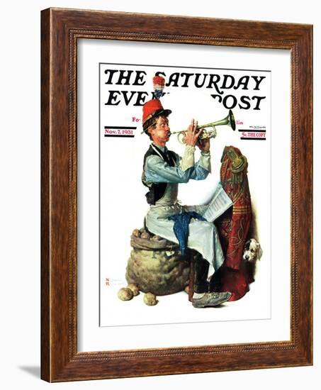 "Trumpeter" Saturday Evening Post Cover, November 7,1931-Norman Rockwell-Framed Giclee Print