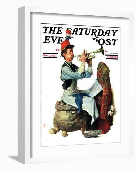 "Trumpeter" Saturday Evening Post Cover, November 7,1931-Norman Rockwell-Framed Giclee Print