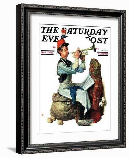 "Trumpeter" Saturday Evening Post Cover, November 7,1931-Norman Rockwell-Framed Giclee Print