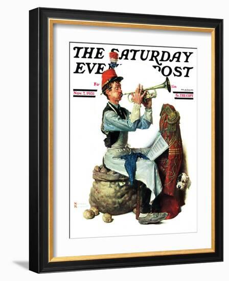 "Trumpeter" Saturday Evening Post Cover, November 7,1931-Norman Rockwell-Framed Giclee Print