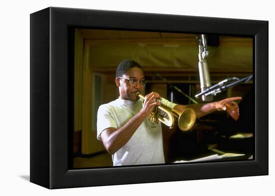 Trumpeter Wynton Marsalis Playing His Instrument, at Recording Session-Ted Thai-Framed Premier Image Canvas