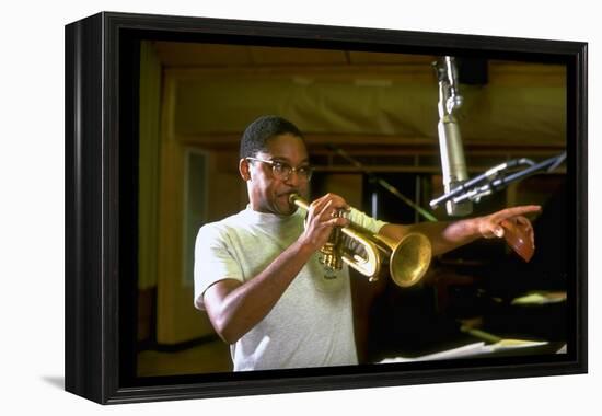 Trumpeter Wynton Marsalis Playing His Instrument, at Recording Session-Ted Thai-Framed Premier Image Canvas