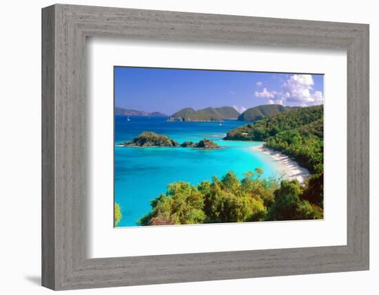 Trunk Bay Panorama, Saint John, US Virgin Islands-George Oze-Framed Photographic Print