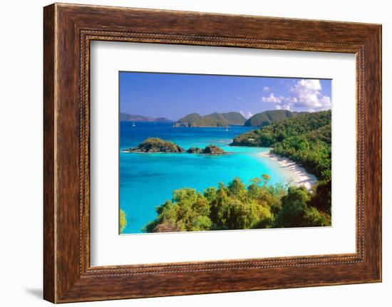 Trunk Bay Panorama, Saint John, US Virgin Islands-George Oze-Framed Photographic Print