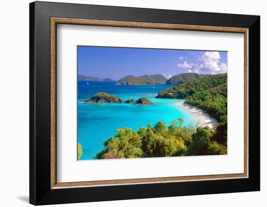 Trunk Bay Panorama, Saint John, US Virgin Islands-George Oze-Framed Photographic Print