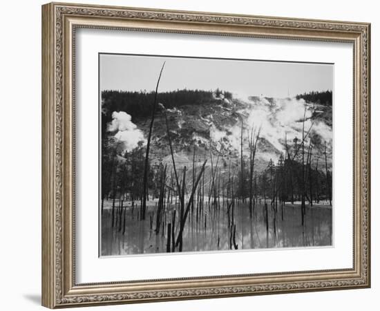 Trunks Rising From Water, Stream Rising From Mts, Roaring Mt Yellowstone NP Wyoming 1933-1942-Ansel Adams-Framed Art Print