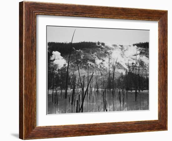 Trunks Rising From Water, Stream Rising From Mts, Roaring Mt Yellowstone NP Wyoming 1933-1942-Ansel Adams-Framed Art Print