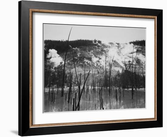 Trunks Rising From Water, Stream Rising From Mts, Roaring Mt Yellowstone NP Wyoming 1933-1942-Ansel Adams-Framed Art Print