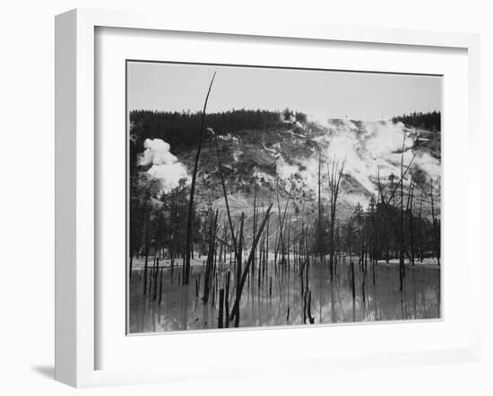 Trunks Rising From Water, Stream Rising From Mts, Roaring Mt Yellowstone NP Wyoming 1933-1942-Ansel Adams-Framed Art Print