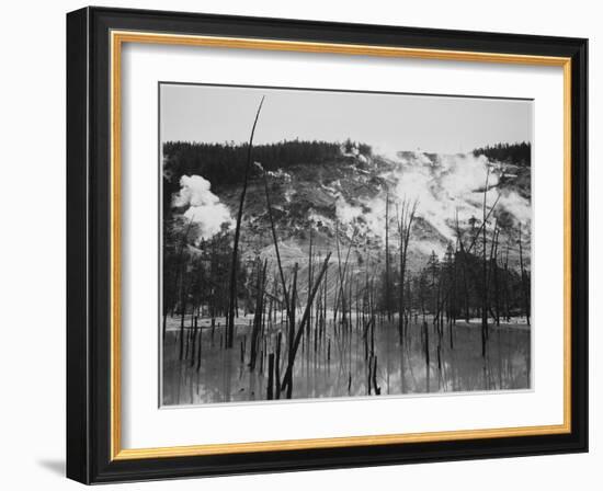 Trunks Rising From Water, Stream Rising From Mts, Roaring Mt Yellowstone NP Wyoming 1933-1942-Ansel Adams-Framed Art Print