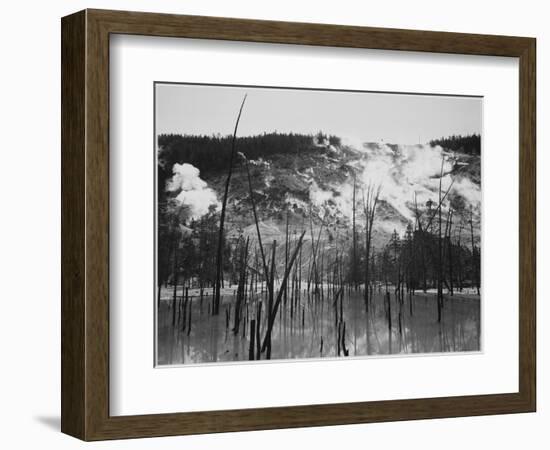 Trunks Rising From Water, Stream Rising From Mts, Roaring Mt Yellowstone NP Wyoming 1933-1942-Ansel Adams-Framed Art Print