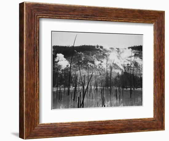 Trunks Rising From Water, Stream Rising From Mts, Roaring Mt Yellowstone NP Wyoming 1933-1942-Ansel Adams-Framed Art Print