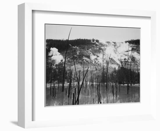 Trunks Rising From Water, Stream Rising From Mts, Roaring Mt Yellowstone NP Wyoming 1933-1942-Ansel Adams-Framed Art Print