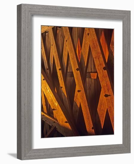 Trusses in Hogback Covered Bridge in Madison County, Iowa, USA-Chuck Haney-Framed Photographic Print