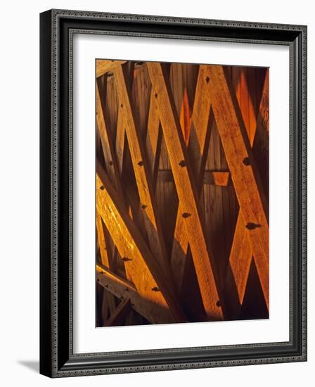 Trusses in Hogback Covered Bridge in Madison County, Iowa, USA-Chuck Haney-Framed Photographic Print