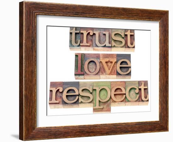 Trust, Love, Respect Words-PixelsAway-Framed Art Print