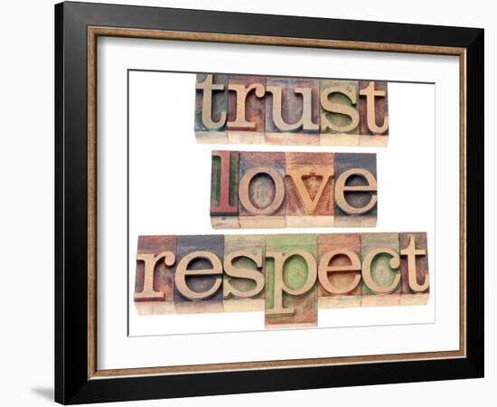 Trust, Love, Respect Words-PixelsAway-Framed Art Print