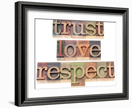 Trust, Love, Respect Words-PixelsAway-Framed Art Print