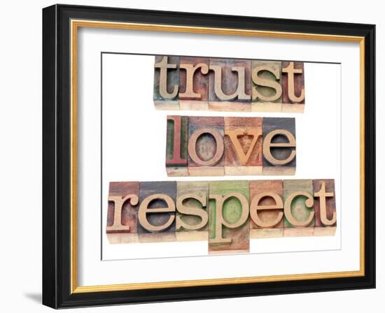 Trust, Love, Respect Words-PixelsAway-Framed Art Print