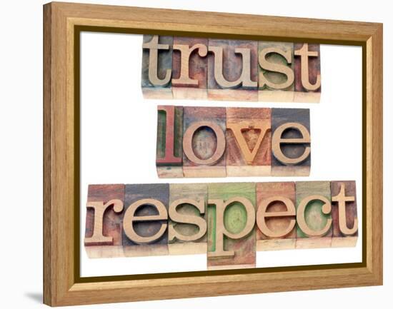 Trust, Love, Respect Words-PixelsAway-Framed Stretched Canvas