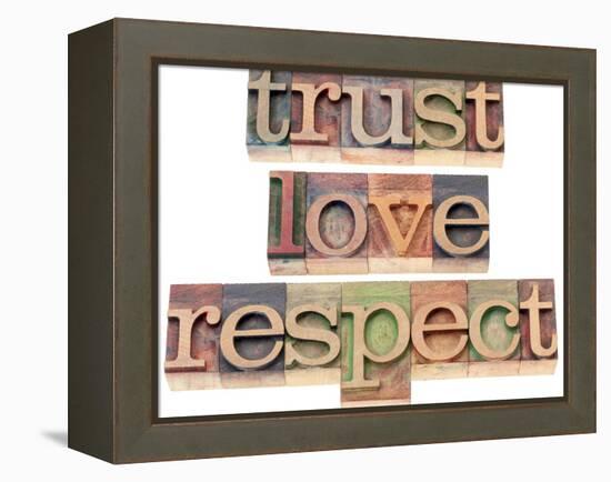 Trust, Love, Respect Words-PixelsAway-Framed Stretched Canvas