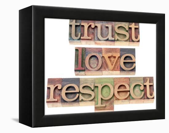 Trust, Love, Respect Words-PixelsAway-Framed Stretched Canvas