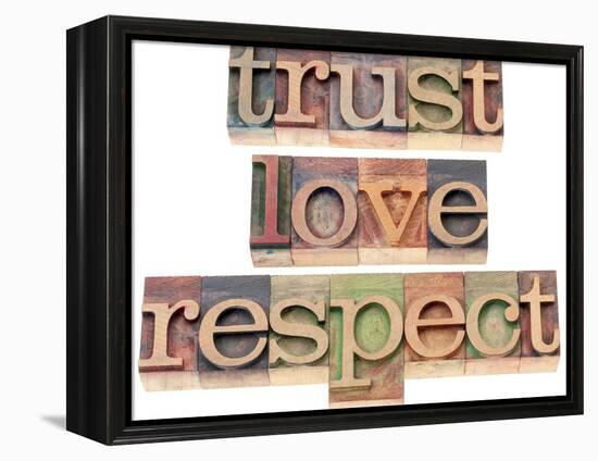 Trust, Love, Respect Words-PixelsAway-Framed Stretched Canvas