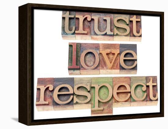 Trust, Love, Respect Words-PixelsAway-Framed Stretched Canvas