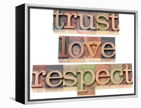 Trust, Love, Respect Words-PixelsAway-Framed Stretched Canvas