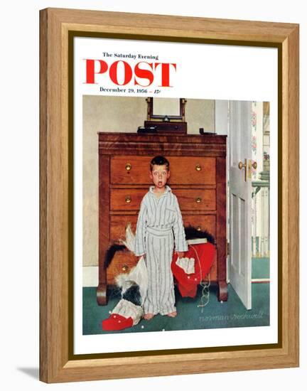 "Truth about Santa" or "Discovery" Saturday Evening Post Cover, December 29,1956-Norman Rockwell-Framed Premier Image Canvas