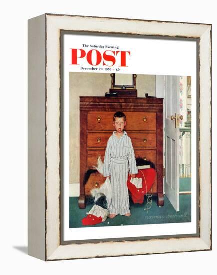 "Truth about Santa" or "Discovery" Saturday Evening Post Cover, December 29,1956-Norman Rockwell-Framed Premier Image Canvas