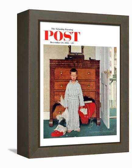 "Truth about Santa" or "Discovery" Saturday Evening Post Cover, December 29,1956-Norman Rockwell-Framed Premier Image Canvas