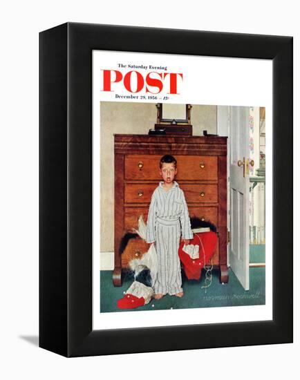 "Truth about Santa" or "Discovery" Saturday Evening Post Cover, December 29,1956-Norman Rockwell-Framed Premier Image Canvas