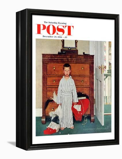 "Truth about Santa" or "Discovery" Saturday Evening Post Cover, December 29,1956-Norman Rockwell-Framed Premier Image Canvas