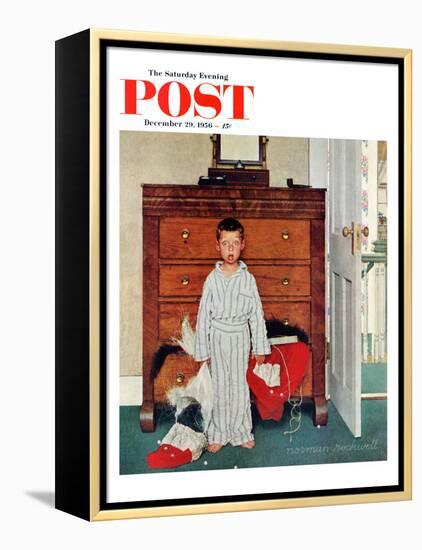 "Truth about Santa" or "Discovery" Saturday Evening Post Cover, December 29,1956-Norman Rockwell-Framed Premier Image Canvas