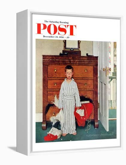 "Truth about Santa" or "Discovery" Saturday Evening Post Cover, December 29,1956-Norman Rockwell-Framed Premier Image Canvas