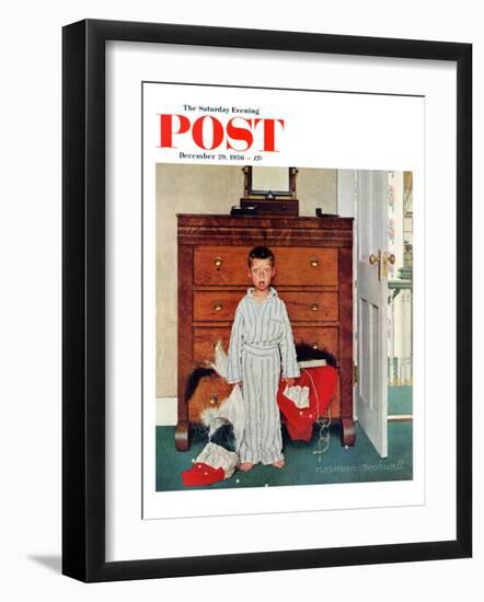 "Truth about Santa" or "Discovery" Saturday Evening Post Cover, December 29,1956-Norman Rockwell-Framed Premium Giclee Print