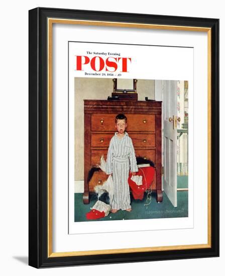 "Truth about Santa" or "Discovery" Saturday Evening Post Cover, December 29,1956-Norman Rockwell-Framed Premium Giclee Print