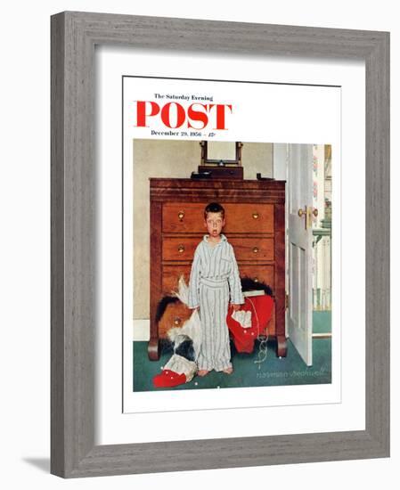 "Truth about Santa" or "Discovery" Saturday Evening Post Cover, December 29,1956-Norman Rockwell-Framed Giclee Print