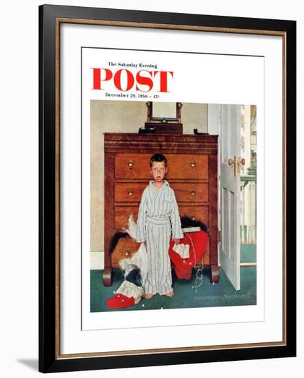 "Truth about Santa" or "Discovery" Saturday Evening Post Cover, December 29,1956-Norman Rockwell-Framed Giclee Print