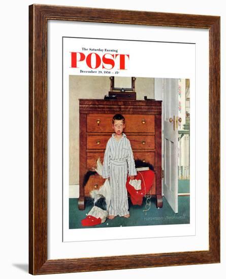 "Truth about Santa" or "Discovery" Saturday Evening Post Cover, December 29,1956-Norman Rockwell-Framed Giclee Print