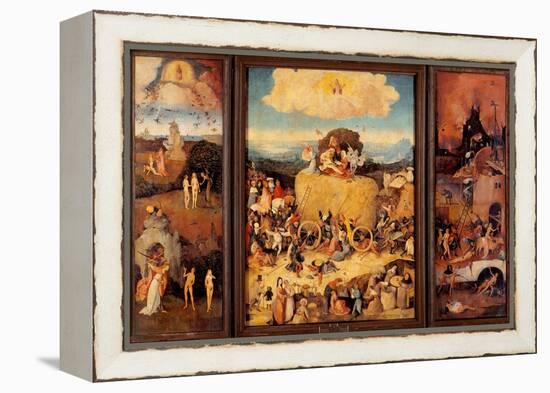 Tryptych of Hay, (Full open view)-Hieronymus Bosch-Framed Stretched Canvas