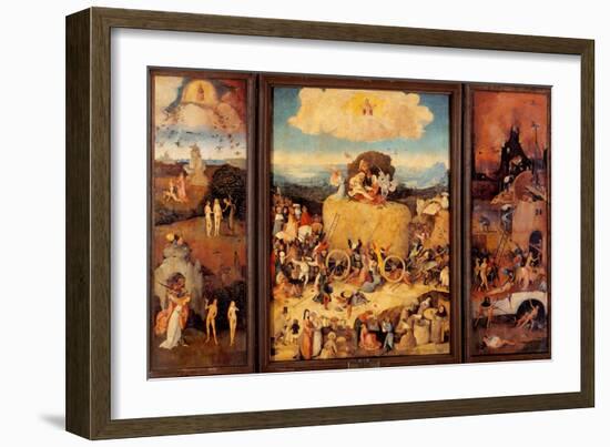 Tryptych of Hay, (Full open view)-Hieronymus Bosch-Framed Art Print